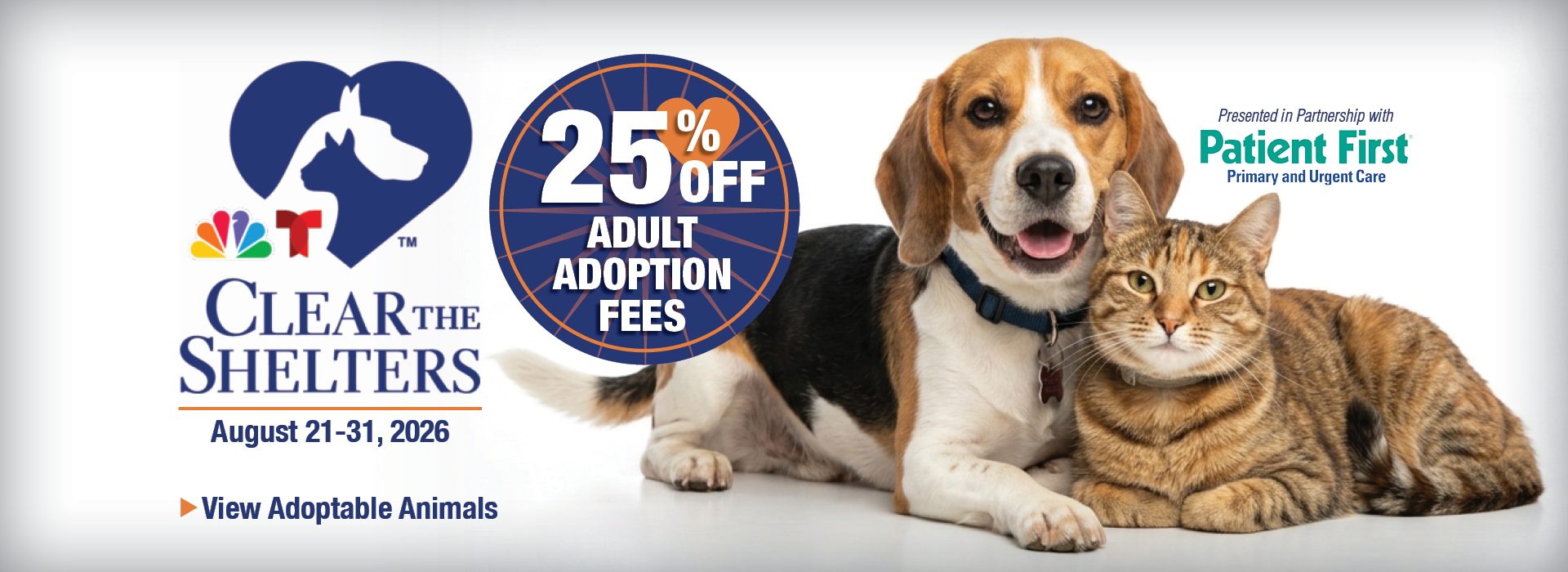 Clear the Shelters 26 web banner_Patient First